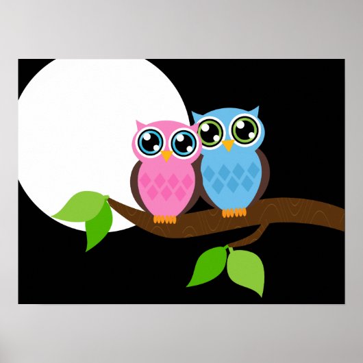 Sweet Romantic Owls Poster (Voorkant)