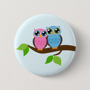 Sweet Romantic Owls Ronde Button 5,7 Cm