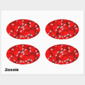Sweet Romantic Valentijn Love Hearts Red Ovale Sticker (Vel)