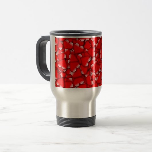 Sweet Romantic Valentijn Love Hearts Red Reisbeker (Voorkant links)