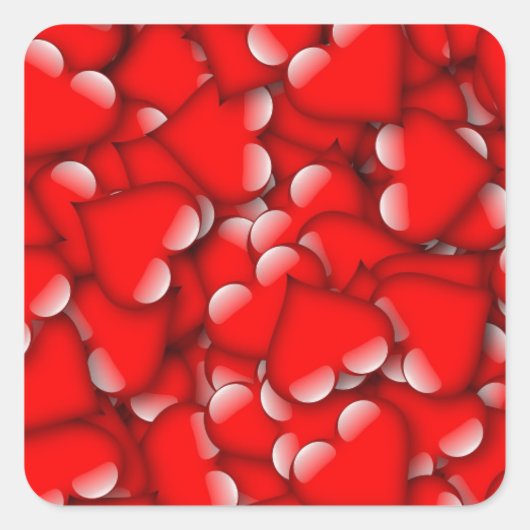 Sweet Romantic Valentijn Love Hearts Red Vierkante Sticker (Voorkant)