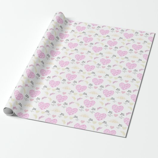 Sweet romantic valentine heart cadeaupapier (Uitgerold)