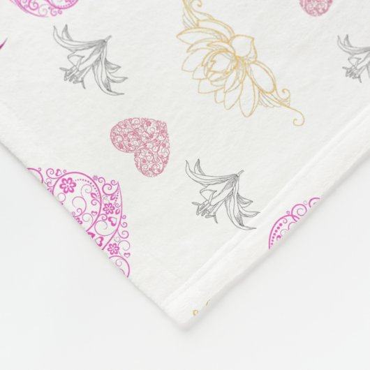 Sweet romantic valentine heart fleece deken (Hoek)