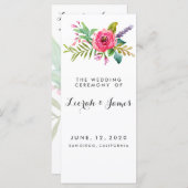 Sweet romantic waterverf bloemen programmakaart (Voorkant / Achterkant)