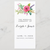 Sweet romantic waterverf bloemen programmakaart (Voorkant)