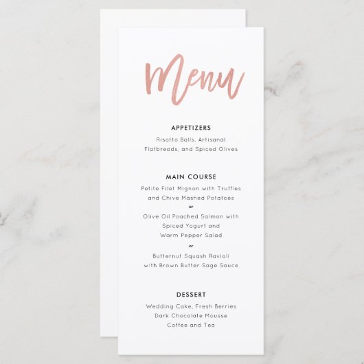 Sweet Roos Gold Modern Princess Wedding Menu (Voorkant / Achterkant)