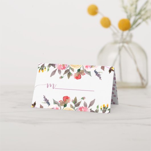 Sweet Roos Waterverf Bloemen Bruiloft Naam Zitplaa Plaatskaartje (Voorkant)