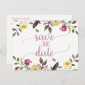 Sweet Roos Waterverf Bloemenbruiloft Save the Date Aankondigingskaart (Voorkant / Achterkant)