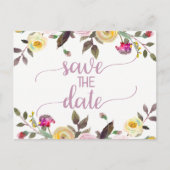 Sweet Roos Waterverf Bloemenbruiloft Save the Date Aankondigingskaart (Voorkant)
