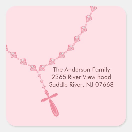 Sweet Rosary Beads Adres Sticker Baptisme (Voorkant)