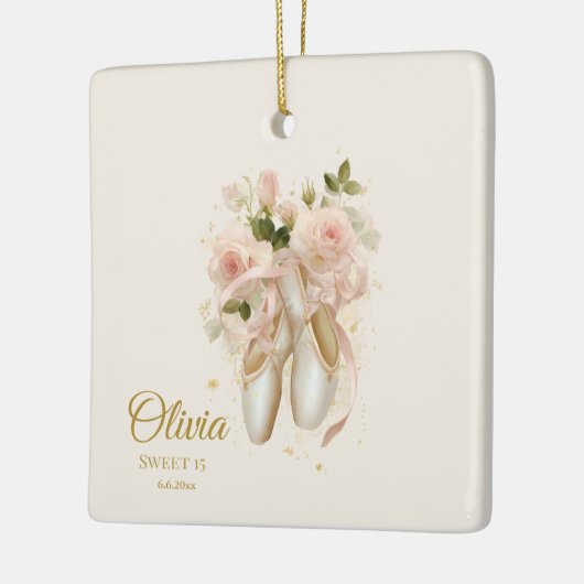 Sweet Rosé Ballet Soirée, op maat Keramisch Ornament (Links)