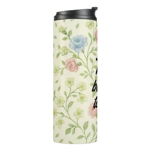 Sweet Roses & Clover Seamless Pattern - Gentle Flo Thermosbeker (Gedraaid links)