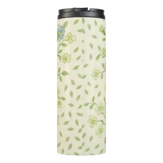 Sweet Roses & Clover Seamless Pattern - Gentle Flo Thermosbeker (Achterkant)