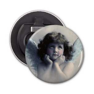 Sweet Rosy Cheeked  Angel in Clouds Button Flesopener