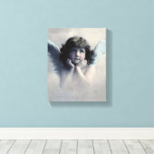 Sweet Rosy Cheeked Angel in Clouds Canvas Afdruk (Insitu (Houten vloer))