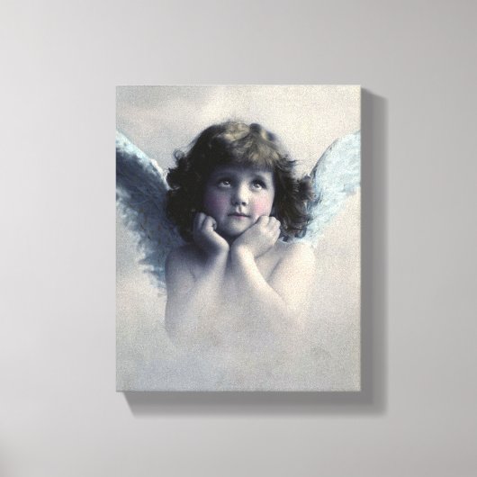 Sweet Rosy Cheeked Angel in Clouds Canvas Afdruk (Voorkant)