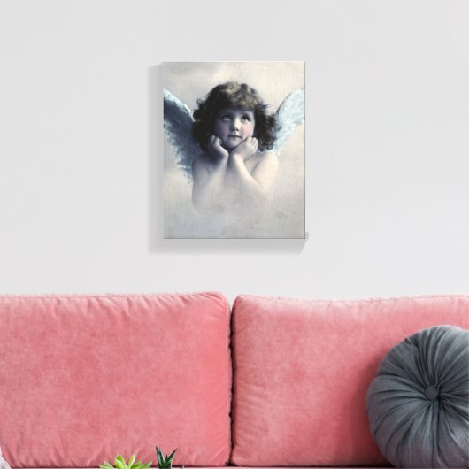 Sweet Rosy Cheeked Angel in Clouds Canvas Afdruk (Insitu (Woonkamer))