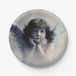 Sweet Rosy Cheeked Angel in Clouds Papieren Bordje