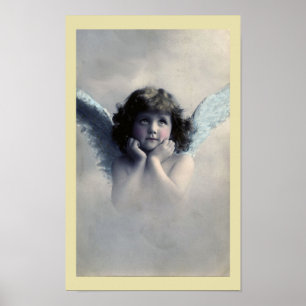 Sweet Rosy Cheeked  Angel in Clouds Poster