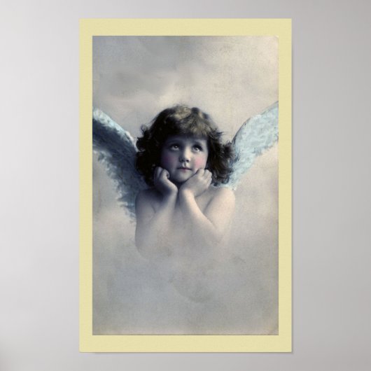 Sweet Rosy Cheeked Angel in Clouds Poster (Voorkant)