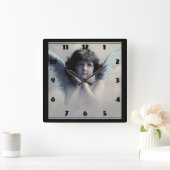 Sweet Rosy Cheeked  Angel in Clouds Vierkante Klok (Huis)