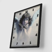Sweet Rosy Cheeked  Angel in Clouds Vierkante Klok (Hoek)