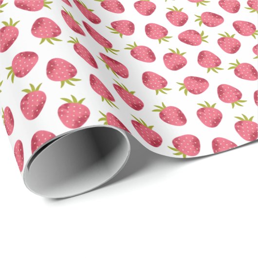 Sweet Roze aardbeiennaadloos patroon Cadeaupapier (Rol Hoek)