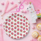 Sweet Roze aardbeiennaadloos patroon Papieren Bordje (Feest)