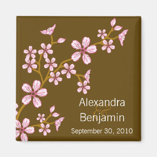 Sweet roze Cherry Blossom Wedding Magnet Favor