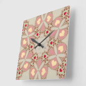 Sweet Roze Country Love Hearts Wall Clock Vierkante Klok (Hoek)