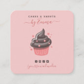 Sweet roze cupcake Modern Baker Social Media Star Vierkante Visitekaartje (Voorkant)