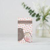 Sweet roze Damask Chicks Polka Dots Whimsical Visitekaartje (Staand voorkant)