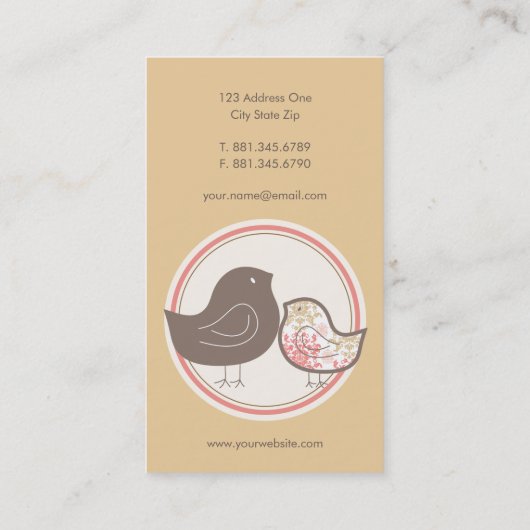 Sweet roze Damask Chicks Polka Dots Whimsical Visitekaartje (Achterkant)