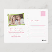 Sweet Roze Dandelions Flower Chic Love and Bedankt Briefkaart (Achterkant)