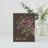 Sweet Roze Dandelions Flower Whimsical Bedankt Briefkaart (Staand voorkant)