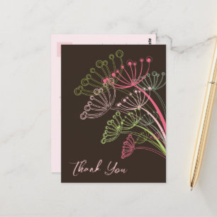 Sweet Roze Dandelions Flower Whimsical Bedankt Briefkaart