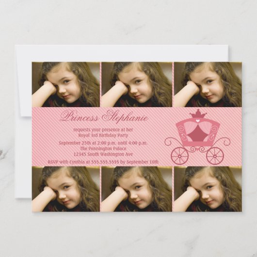 Sweet roze drager 6 fotoverjaarfeest Uitnodiging (Voorkant)