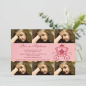 Sweet roze drager 6 fotoverjaarfeest Uitnodiging (Staand voorkant)