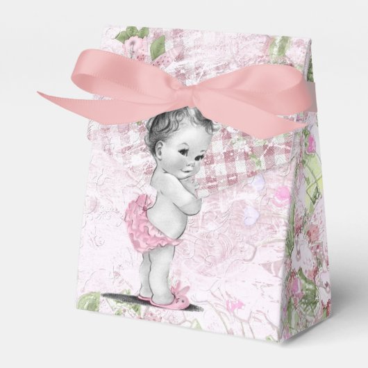 Sweet Roze en Groen Baby shower Favor Boxes Bedankdoosjes (Voorkant Zijde)