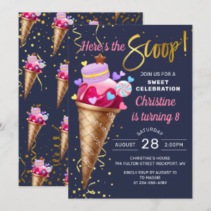Sweet roze ijs Cream Birthday Nave Blue Kaart