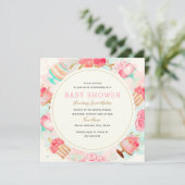 Sweet roze Mint Cake Wreated Baby shower Kaart (Staand voorkant)