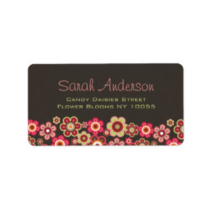 Sweet roze Snoep Daisies Flowers Girly Pattern Fun Etiket