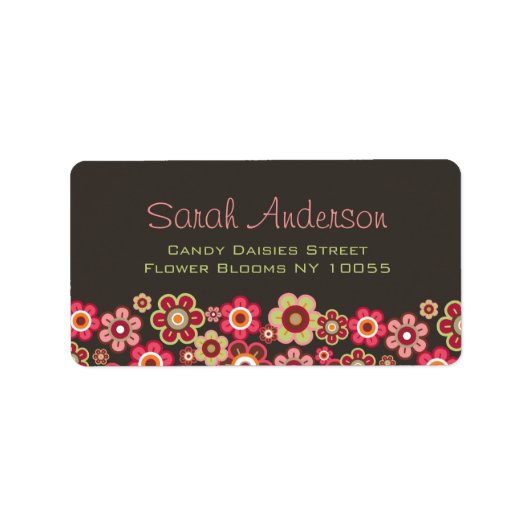 Sweet roze Snoep Daisies Flowers Girly Pattern Fun Etiket (Voorkant)