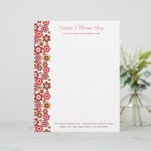 Sweet roze Snoep Daisies Flowers Girly Pattern Fun Persoonlijk Briefhoofd (Staand voorkant)