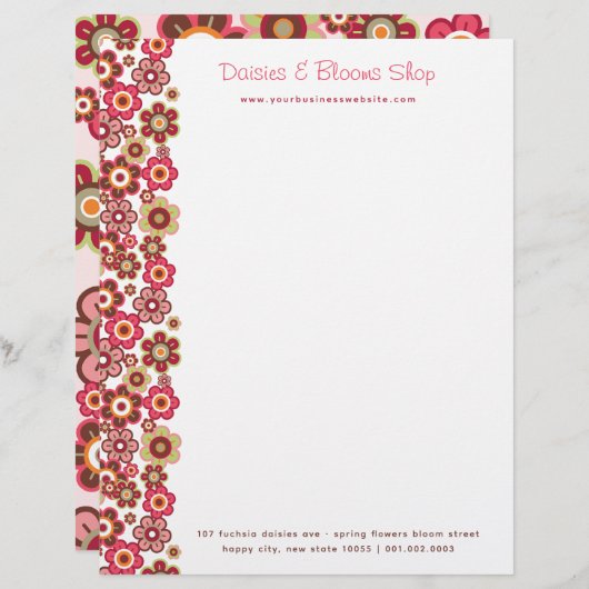 Sweet roze Snoep Daisies Flowers Girly Pattern Fun Persoonlijk Briefhoofd (Voorkant / Achterkant)