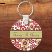 Sweet roze Snoep Daisies Flowers Girly Pattern Fun Sleutelhanger (Voorkant)