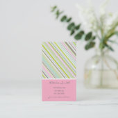 Sweet roze stripes Fun Patroonkaart Visitekaartje (Staand voorkant)