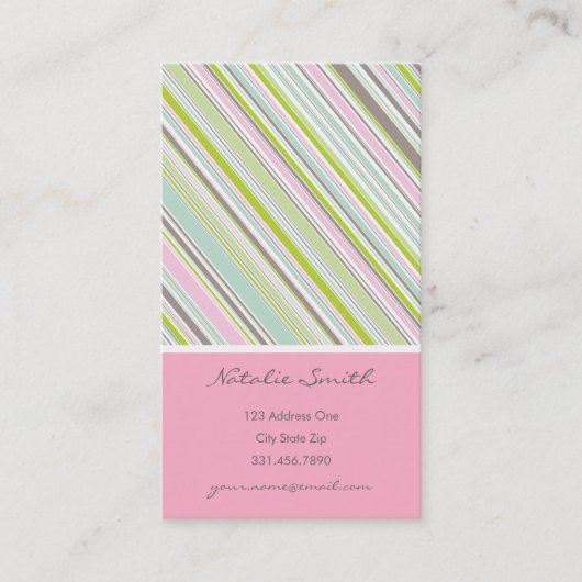 Sweet roze stripes Fun Patroonkaart Visitekaartje (Voorkant)