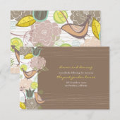 Sweet roze vogels Floral Garden Weddenschappen Rec Informatiekaartje (Voorkant / Achterkant)