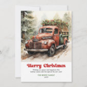 Sweet rustic Christmas scene red truck winter Feestdagenkaart (Voorkant)